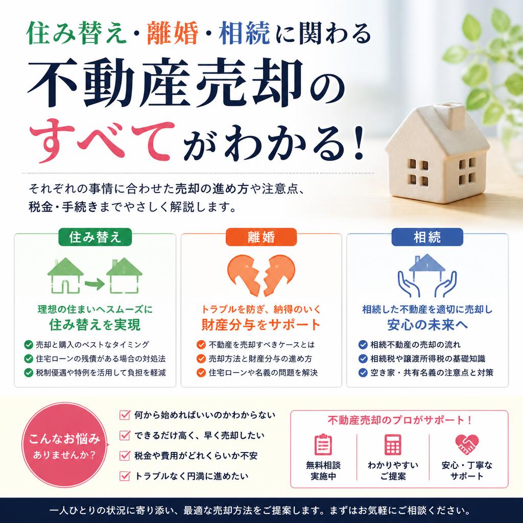 住み替え・離婚・相続に関わる不動産売却のすべてがわかる！