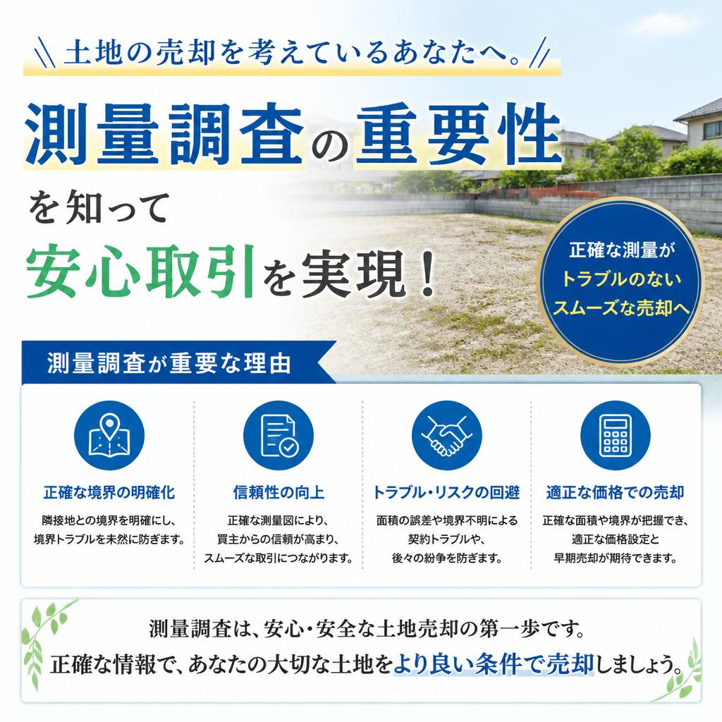 土地の売却を考えているあなたへ。測量調査の重要性を知って安心取引を実現！