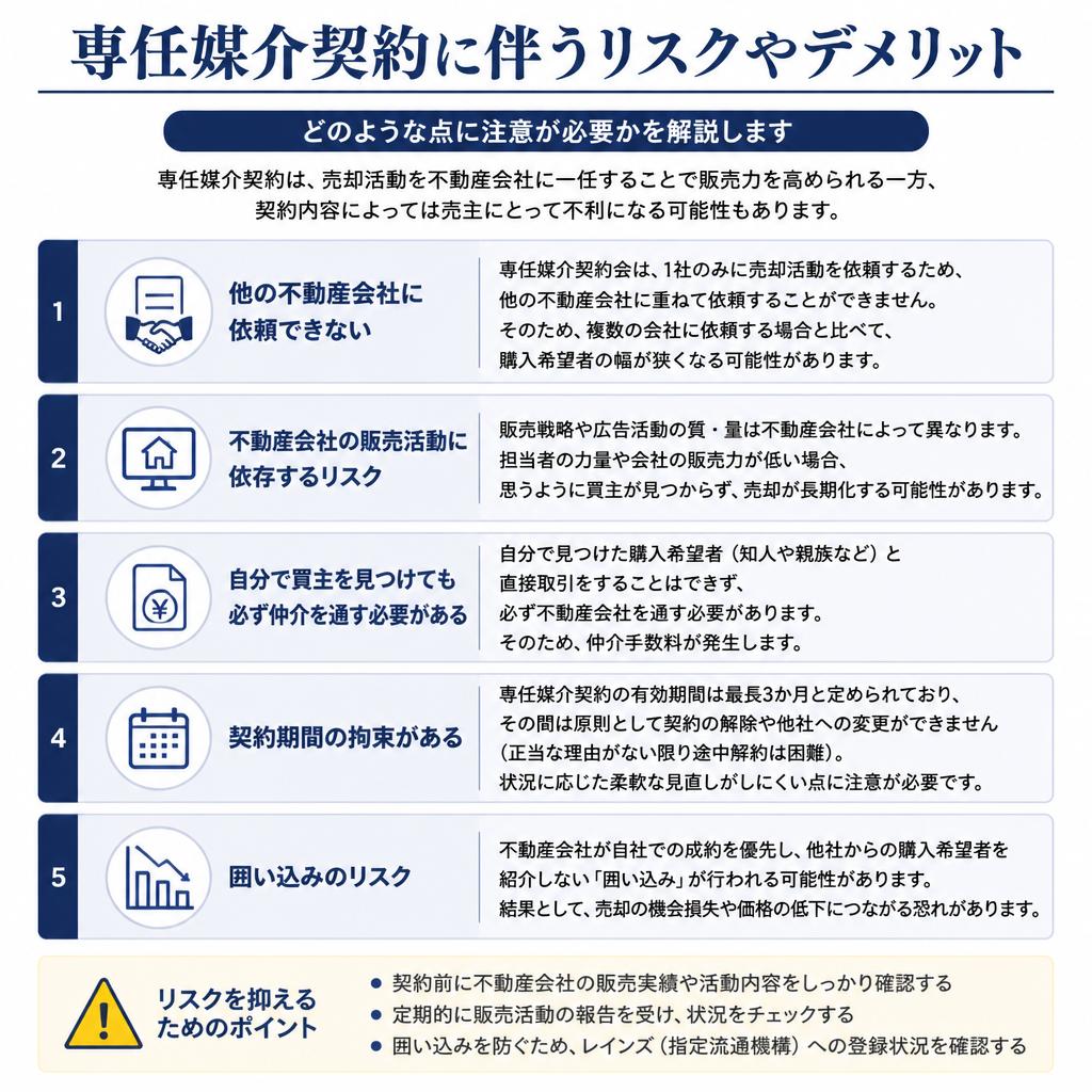 専任媒介契約のデメリット