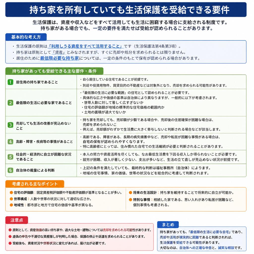 持ち家がある場合の受給要件