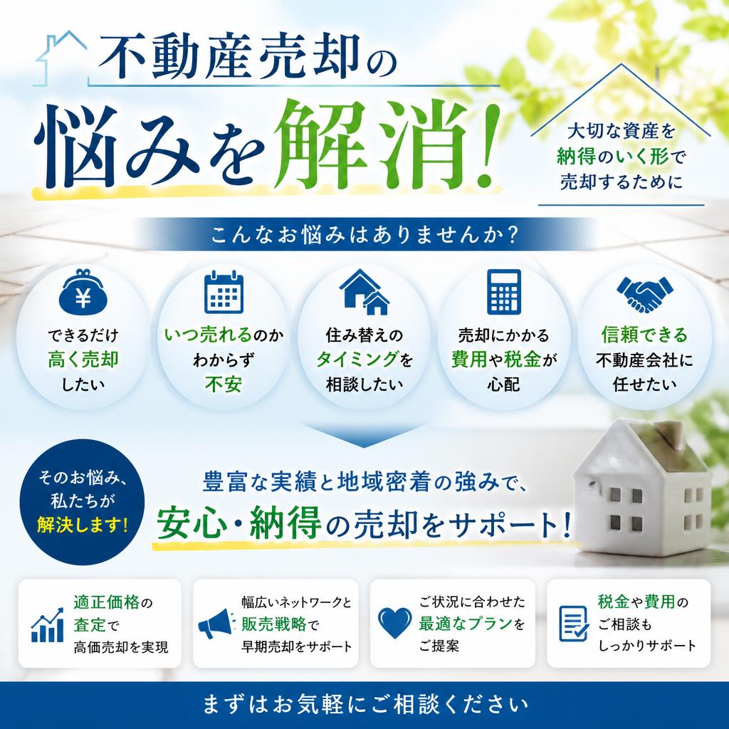 不動産売却の悩みを解消！