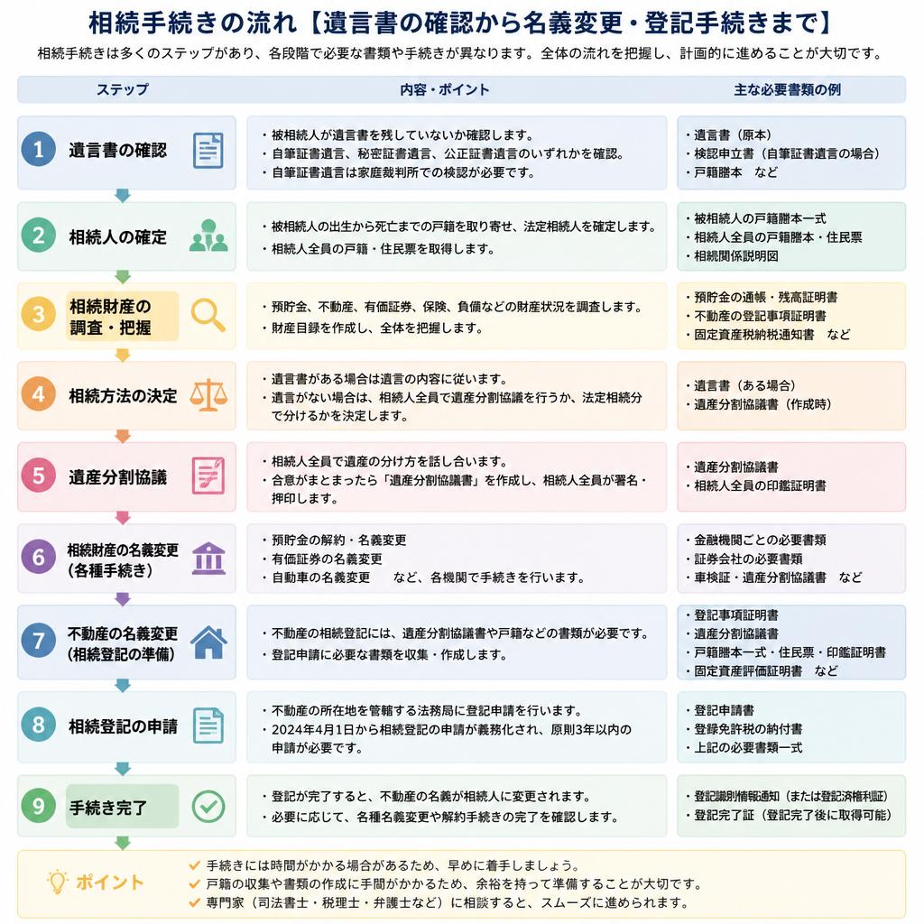 2. 相続手続きの流れを詳しく解説