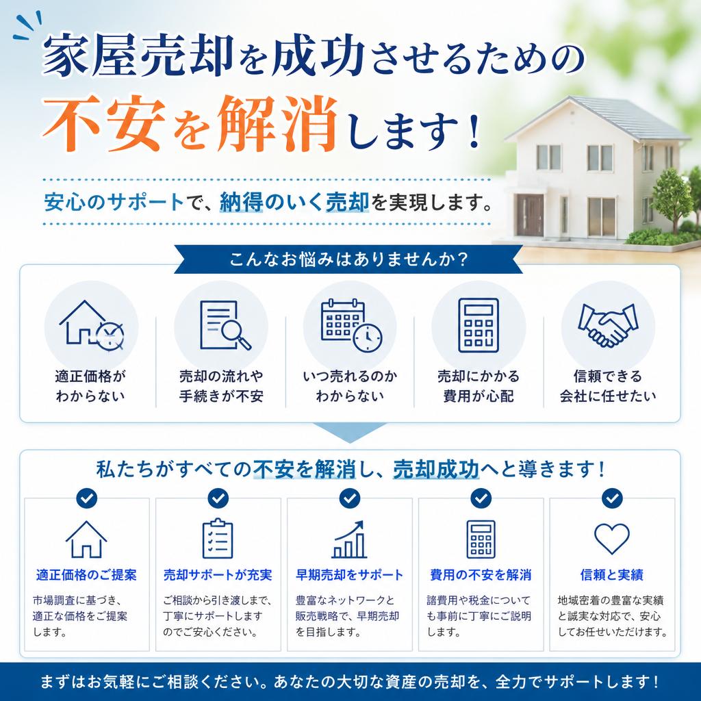 家屋売却を成功させるための不安を解消します！
