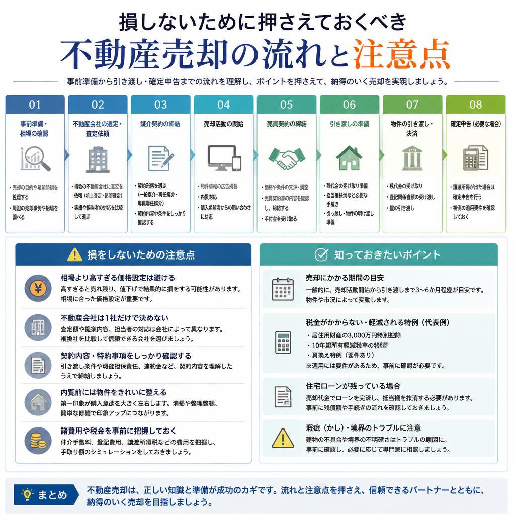 損しないために押さえておくべき不動産売却の流れと注意点