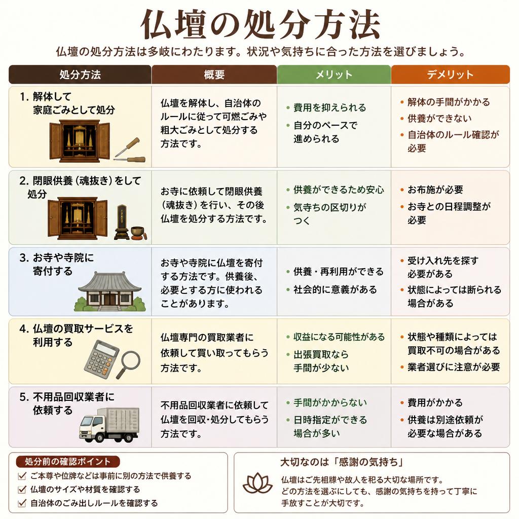 2. 仏壇を正しく処分する4つの方法