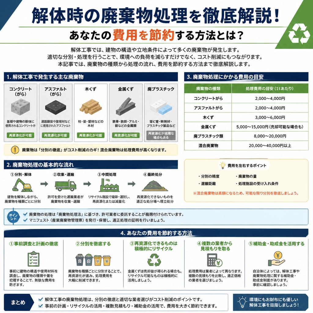 解体時の廃棄物処理を徹底解説！あなたの費用を節約する方法とは？
