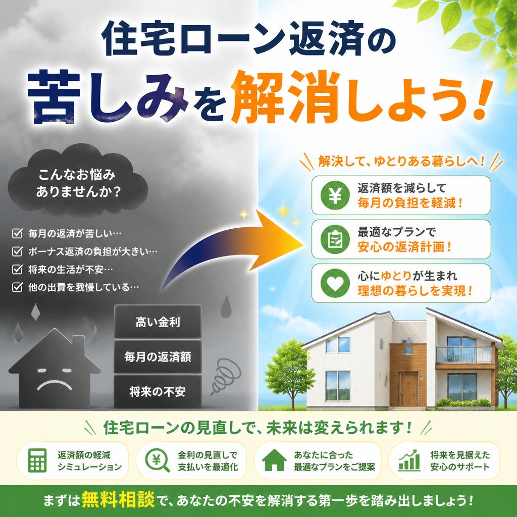 住宅ローン返済の苦しみを解消しよう！