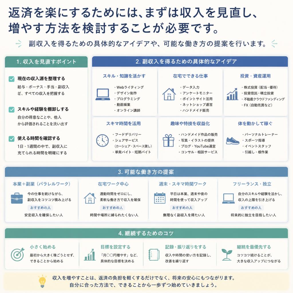 対処法1: 収入の見直しと増加策