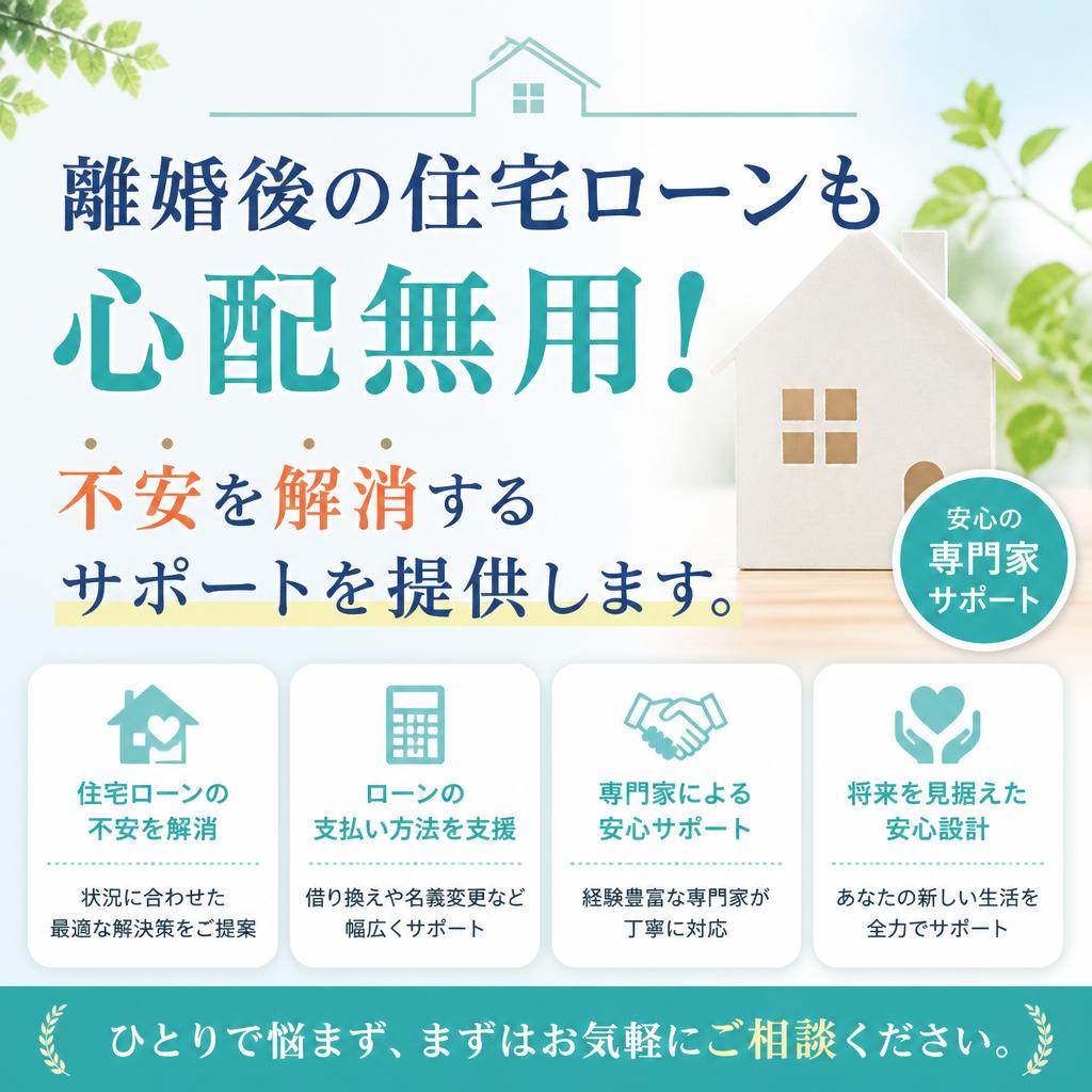 離婚後の住宅ローンも心配無用！不安を解消するサポートを提供します。