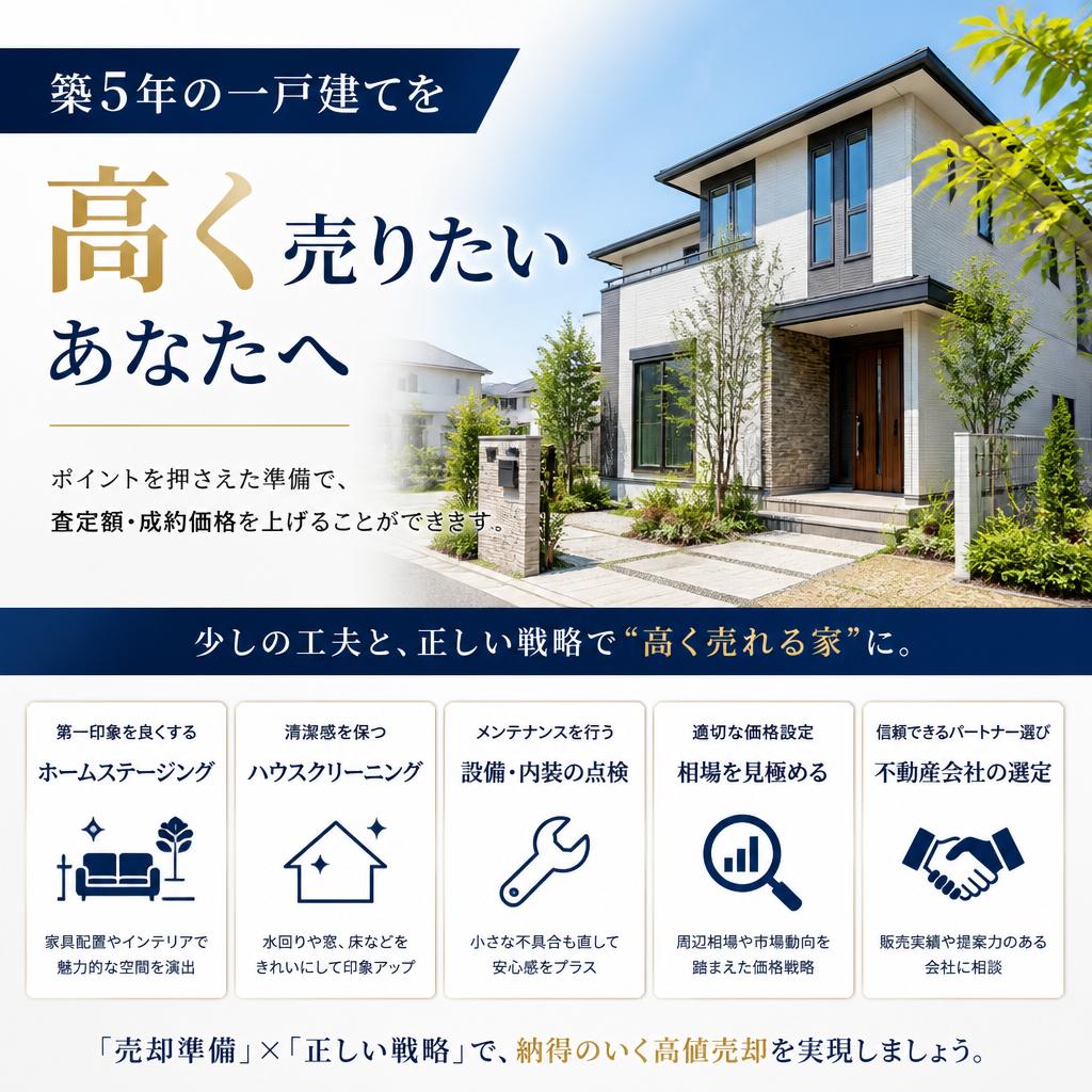 築5年の一戸建てを高く売りたいあなたへ