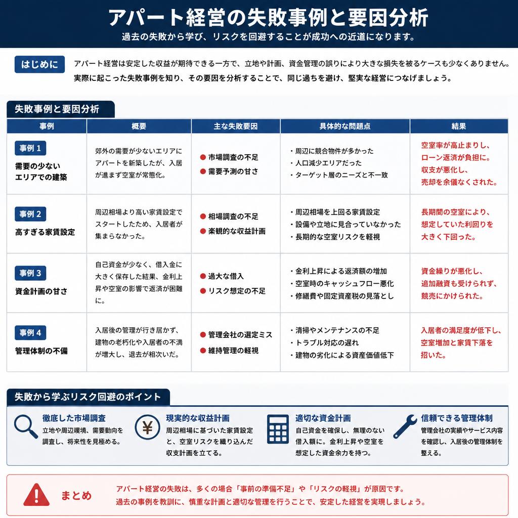アパート経営での代表的な失敗事例