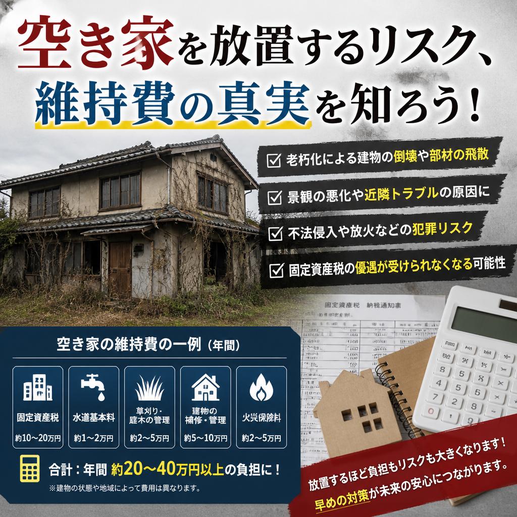 空き家を放置するリスク、維持費の真実を知ろう！