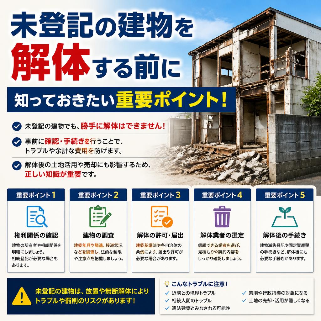 未登記の建物を解体する前に知っておきたい重要ポイント！
