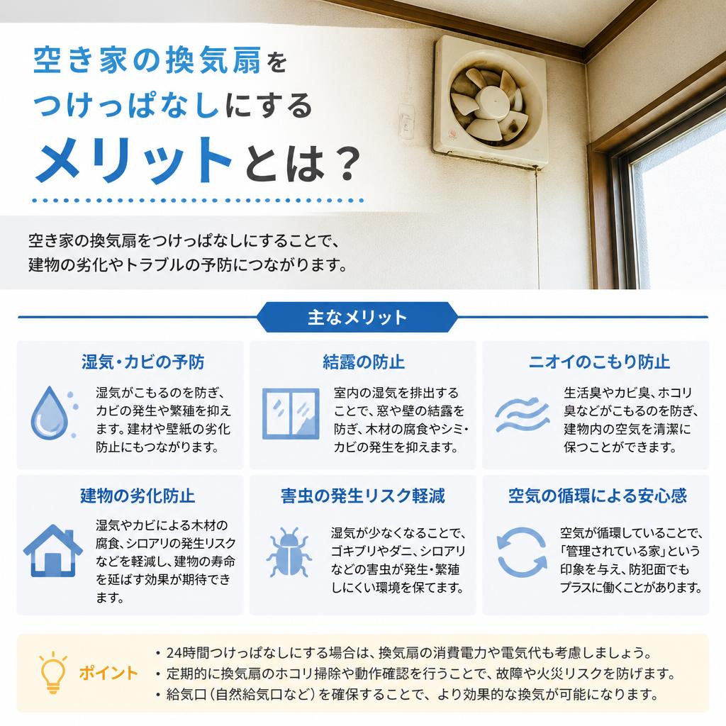 空き家の換気扇をつけっぱなしにするメリットとは？